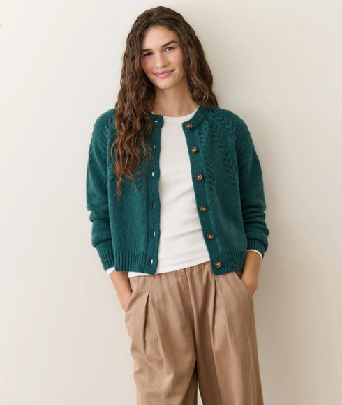 Everly Cable Knit Cardigan - Marine Layer - Deep Sea