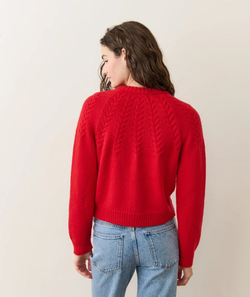 Everly Cable Knit Cardigan - Marine Layer - Red