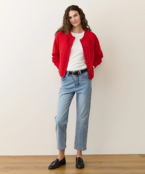 Everly Cable Knit Cardigan - Marine Layer - Red