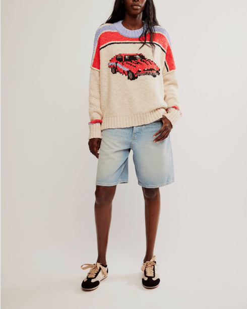 Fast Lane Pullover Sweater - Free People - Race Car Combo