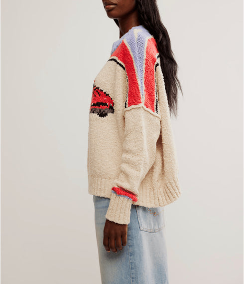 Fast Lane Pullover Sweater - Free People - Race Car Combo
