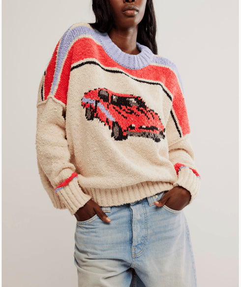 Fast Lane Pullover Sweater - Free People - Race Car Combo