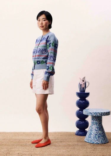 Federica Printed Cardigan - FRNCH - Blue