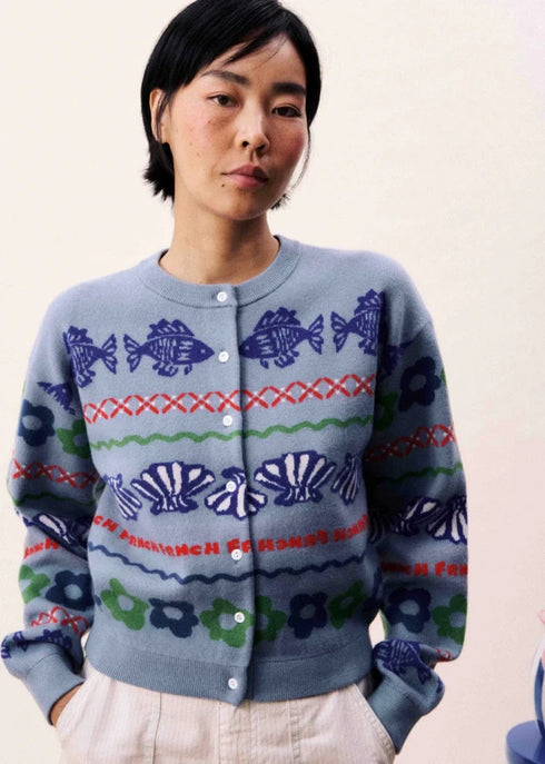 Federica Printed Cardigan - FRNCH - Blue