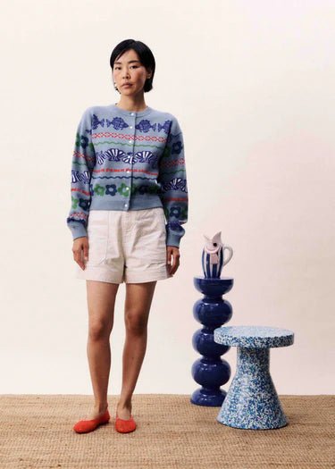 Federica Printed Cardigan - FRNCH - Blue