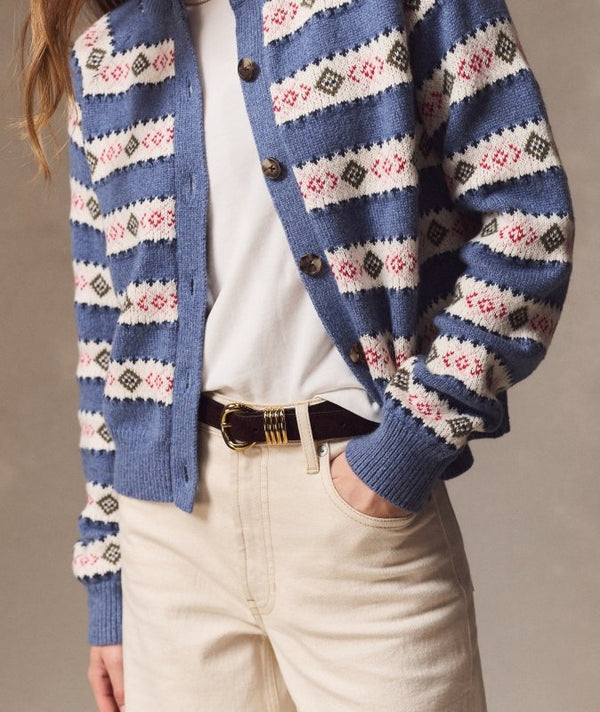 Fiorella Fair Isle Cardigan - Marine Layer - French Blue