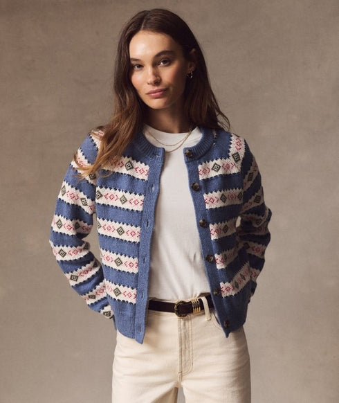 Fiorella Fair Isle Cardigan - Marine Layer - French Blue