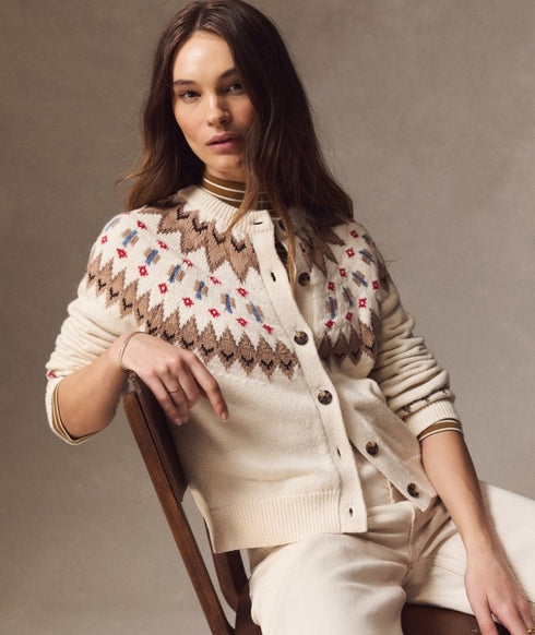 Fiorella Fair Isle Cardigan - Marine Layer - Ivory