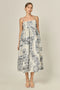 Floral Embroidery Sleeveless Midi Dress - English Factory - Blue/Off White