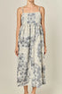 Floral Embroidery Sleeveless Midi Dress - English Factory - Blue/Off White