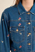 Floral Stitched Denim Jacket - Molly Bracken - Denim Blue