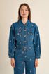Floral Stitched Denim Jacket - Molly Bracken - Denim Blue
