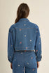 Floral Stitched Denim Jacket - Molly Bracken - Denim Blue