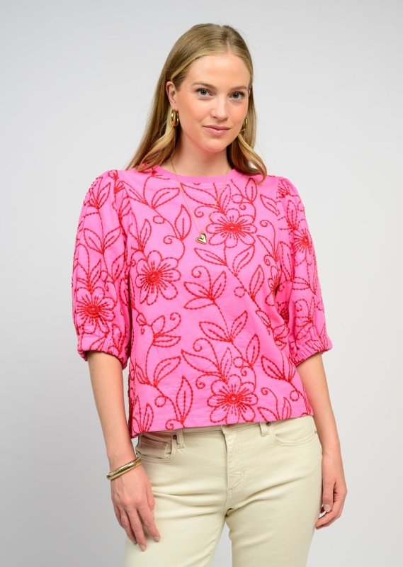 Floral Vines knit Top - Ivy Jane - Pink