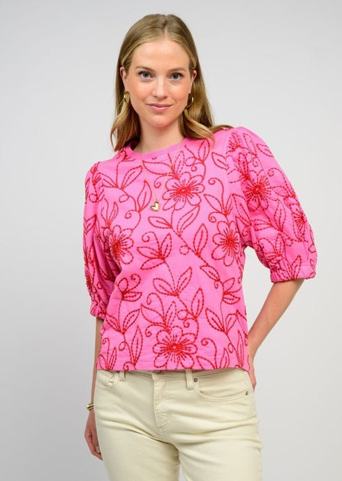Floral Vines knit Top - Ivy Jane - Pink