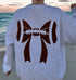 Football Bows Embroidered Sweatshirt - Sunkissed Coconut - Gray