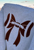Football Bows Embroidered Sweatshirt - Sunkissed Coconut - Gray