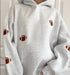 Football Embroidered Hoodie - Fred & Co. - Pearl Gray