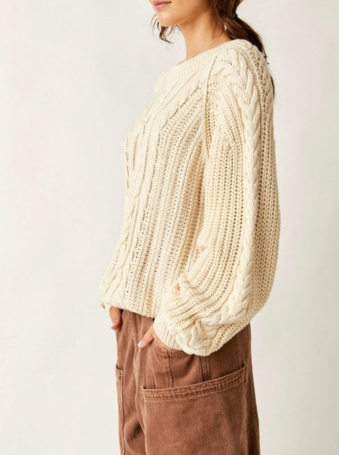 Frankie Cable Sweater - Free People - Ivory