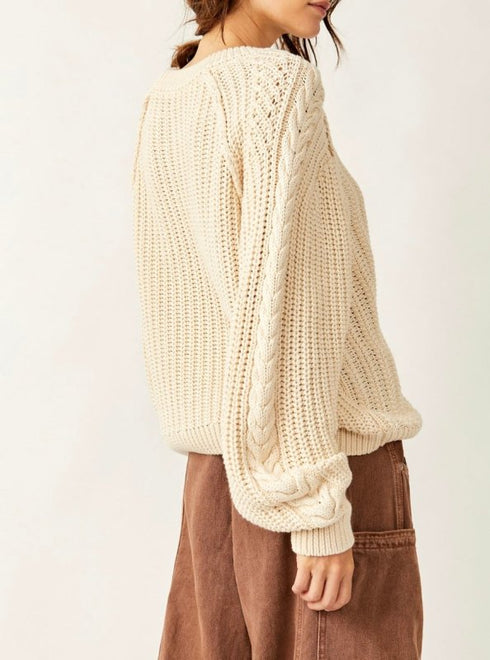 Frankie Cable Sweater - Free People - Ivory