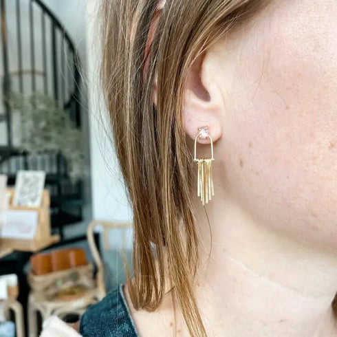 Fringe Earrings - Milk Moon - HerkimerQrtz