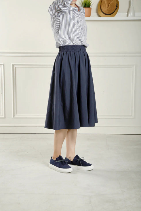 Gathered Sneak - All Black - Navy