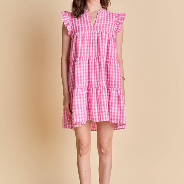 Gingham Check Babydoll Mini Dress