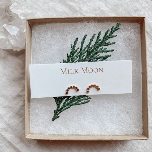 Golden Arch Studs - Milk Moon - Gold