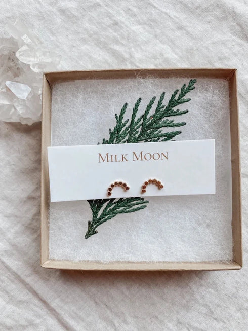 Golden Arch Studs - Milk Moon - Gold