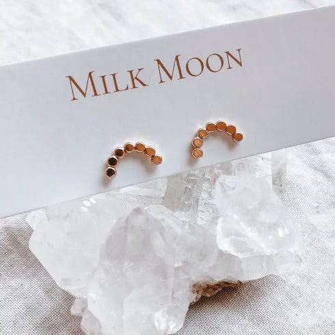 Golden Arch Studs - Milk Moon - Gold