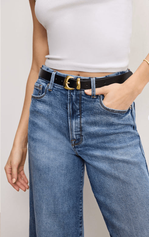 Good Skate Wide Cropped Jean in Dark - Good American - Dark Indigo