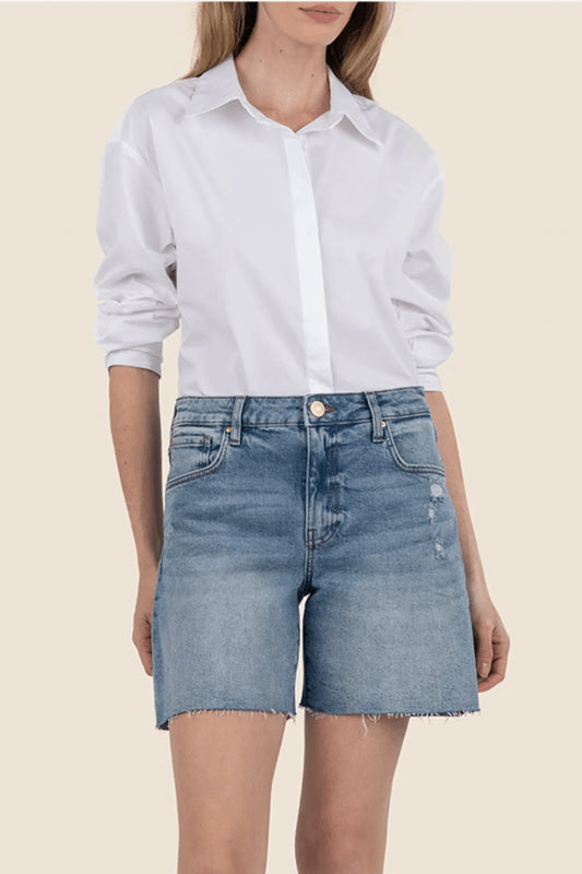 Hailey Hi Rise Short w/ Raw Hem - KUT - Focus
