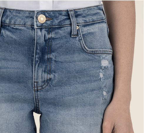 Hailey Hi Rise Short w/ Raw Hem - KUT - Focus