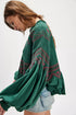 Holly Long Sleeve Knit Top - Free People - Green Combo