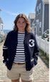 Huddle Up Football Varsity Cardigan - Fred & Co. - Navy