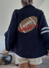 Huddle Up Football Varsity Cardigan - Fred & Co. - Navy