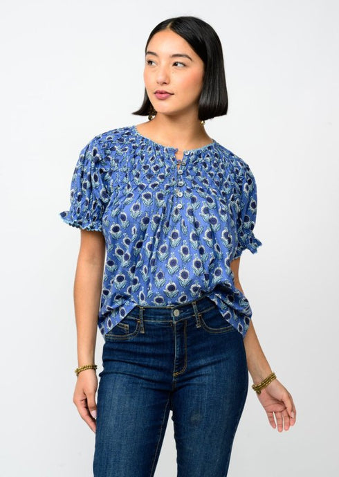 Iris Smocked Neck Top - Ivy Jane - Blue