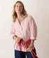Jane Relaxed Shirt In Cali Poplin - Marine Layer - Crimson Pinstripe