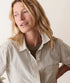 Jane Relaxed Shirt In Cali Poplin - Marine Layer - Olive Pinstripe