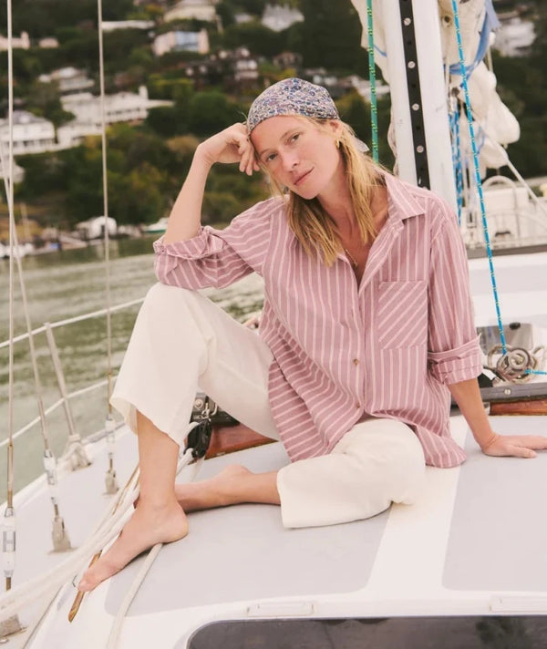 Jane Relaxed Shirt In Cali Poplin - Marine Layer - Purple Stripe