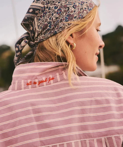 Jane Relaxed Shirt In Cali Poplin - Marine Layer - Purple Stripe