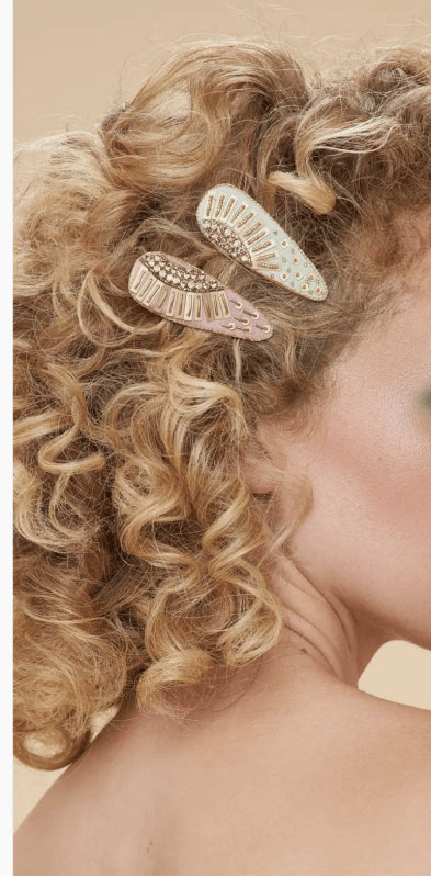 Jeweled Hair Clips - Powder Design - Pastel Sunrise