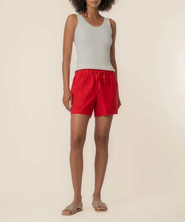 Katana High Rise Linen Drawstring Short - KUT - Tomato