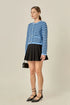 Knit Striped Sweater Cardigan - English Factory - Powder Blue/ Navy