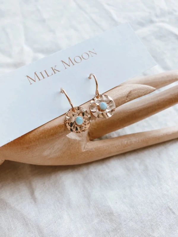 Larimar Circle Earrings - Milk Moon - Gold