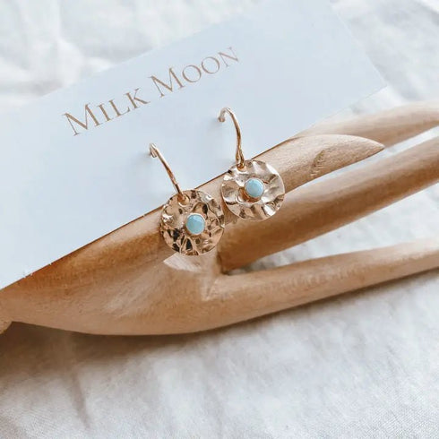 Larimar Circle Earrings - Milk Moon - Gold