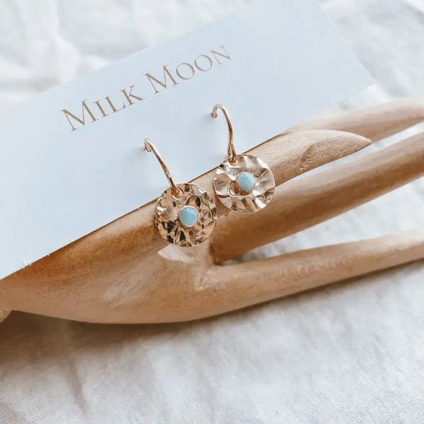 Larimar Circle Earrings - Milk Moon - Gold