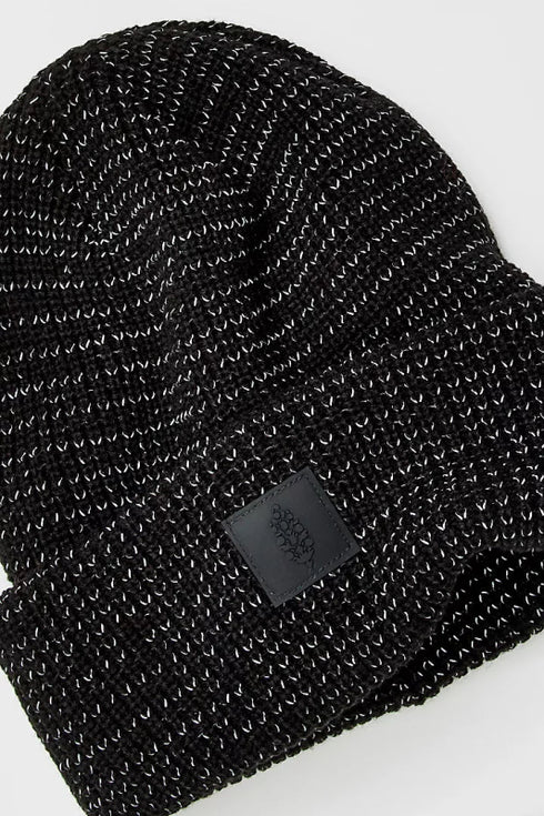 Let's Race Fleece Lined Recycled Yarn Beanie - Free People - Black