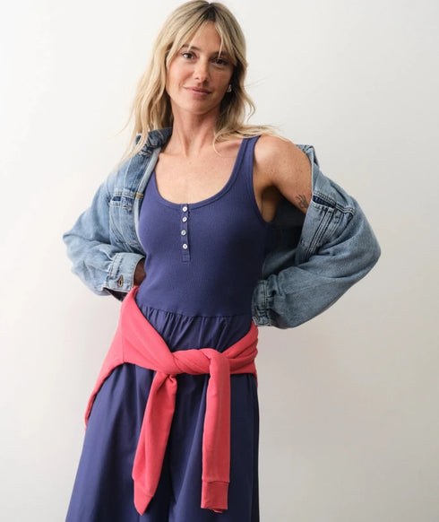 Lexi Rib Split Dress - Marine Layer - Navy