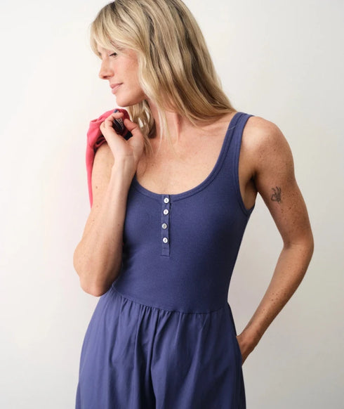 Lexi Rib Split Dress - Marine Layer - Navy